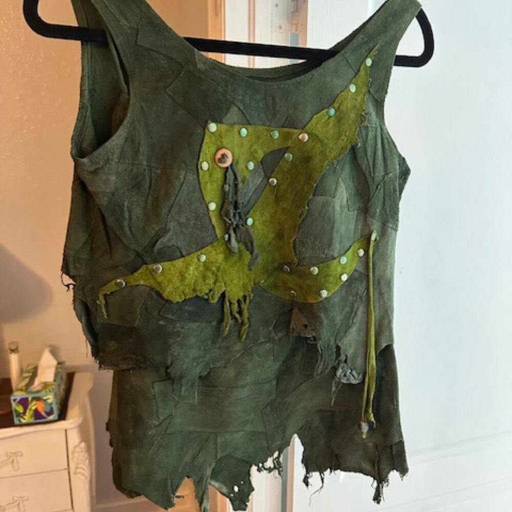 Handmade shammy leather skirt and top